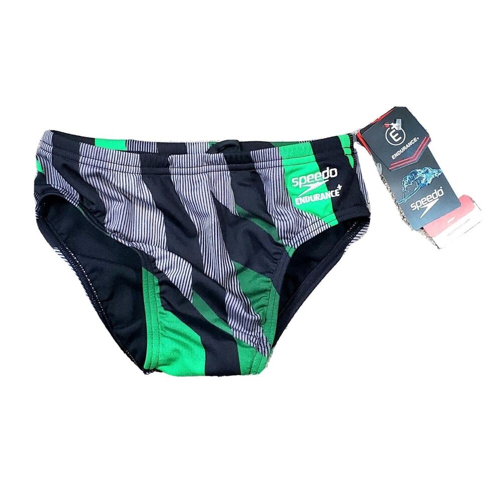 Speedo Endurance Men's/Boys Swim Diving Brief Size 26 NWT $44 Green Gray Black